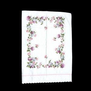 Springmaid Wondercale Floral Hydrangea Eyelet Lace Standard Pillowcase Pink Blue